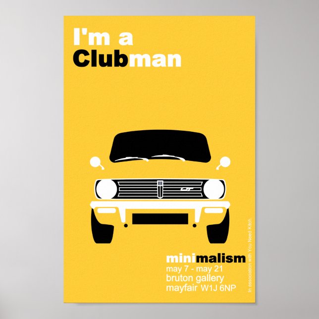 Classic Original Mini Club minimalist art Poster (Front)