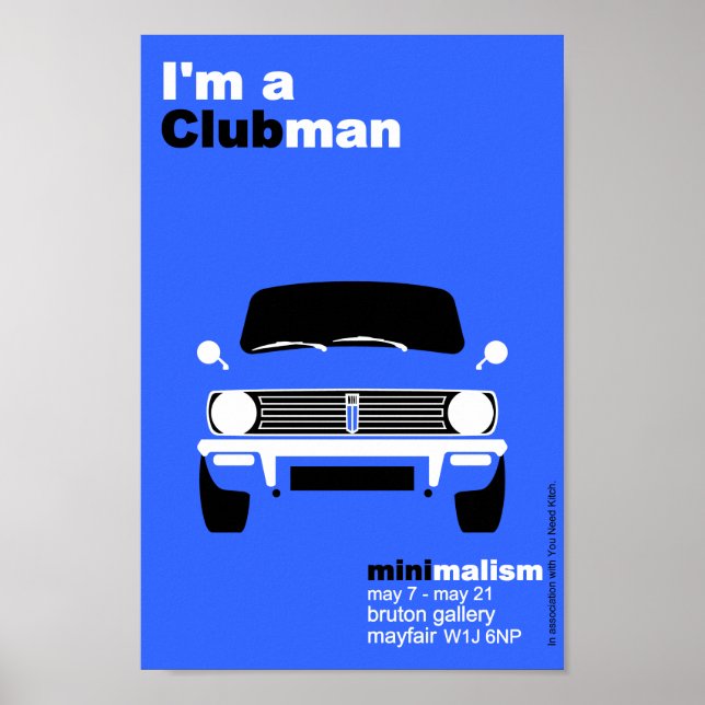 Classic Original Mini Clubman minimalist art Poster (Front)