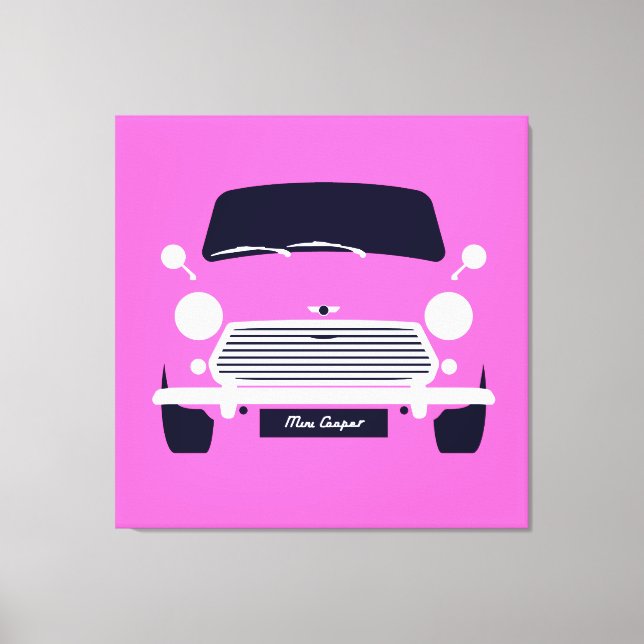 Classic original Pink Austin Mini Cooper Canvas Print (Front)