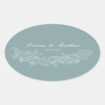 Classic Ornament Dusty Blue Wedding Logo