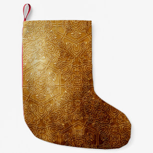 Classic Ornate Gold Metal Plate Small Christmas Stocking