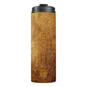 Classic Ornate Gold Metal Plate Thermal Tumbler
