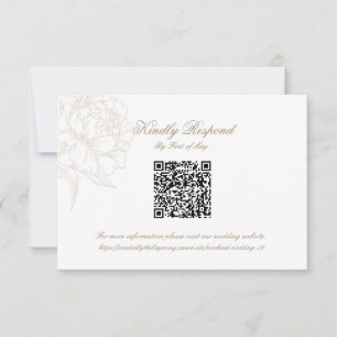 Classic Outline Floral QR code RSVP Respond Card