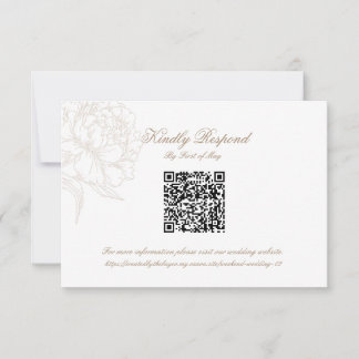 Classic Outline Floral QR code RSVP Respond Card