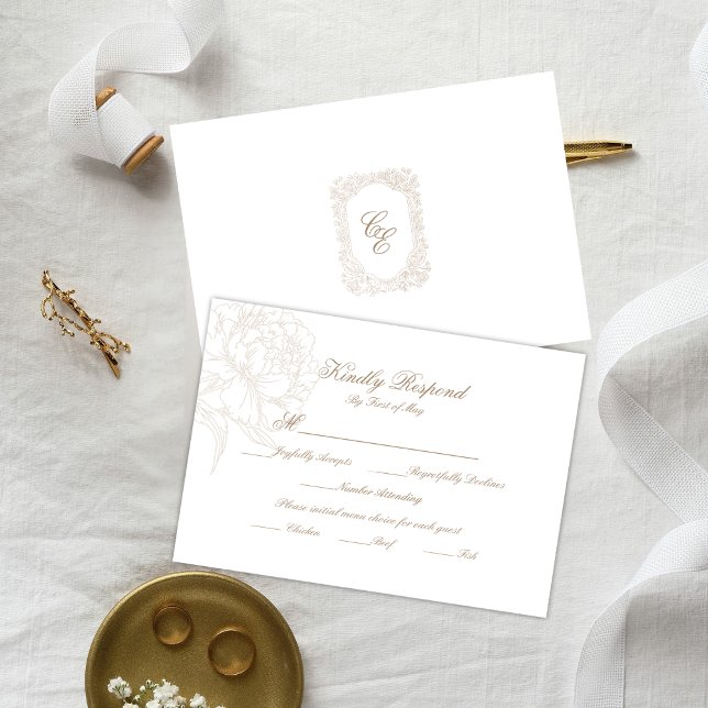 Classic Outline Floral RSVP Respond Card (Creator Uploaded)