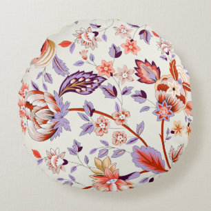 Classic paisley and fine lace pattern, Persian pat Round Cushion
