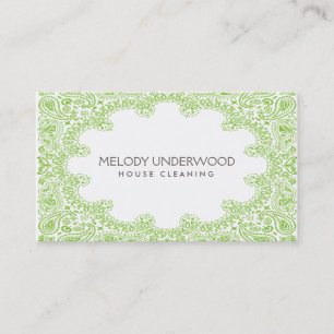 Classic Paisley Design for House Cleaner, Maid Business Card