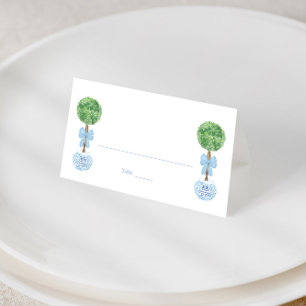 Classic Pale Blue Bow Boy Baby Shower Formal Lunch Place Card