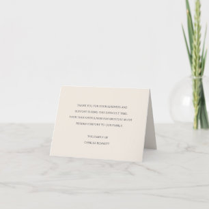 Classic Pale Ecru Funeral Acknowledgement Thank You Card