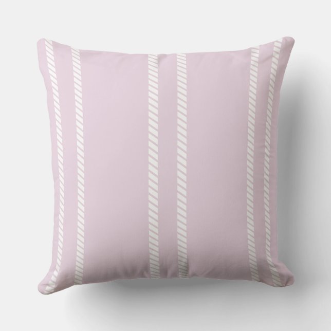 Classic Pale Mauve/Pink with Stripes Throw Pillow (Back)