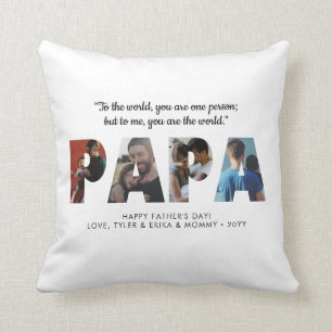 Classic PAPA Photo Collage Dad Happy Father's Day Cushion