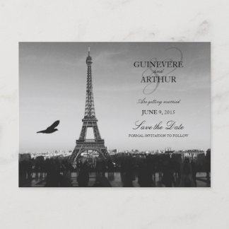 Classic Paris France Wedding Save the Date Announcement Postcard