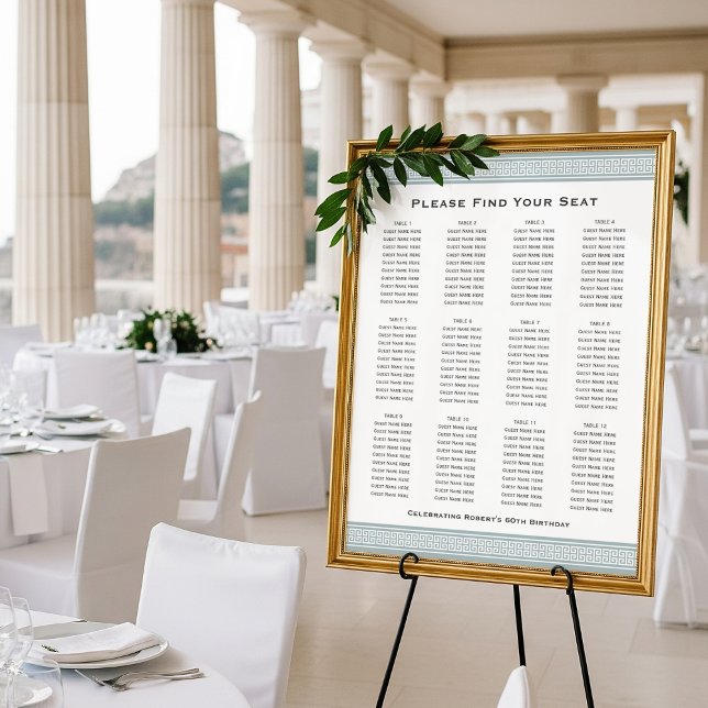 Classic Party Seating Plan 12 Tables Sign Grey (Creator Uploaded)