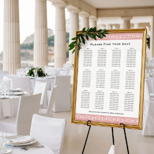 Classic Party Seating Plan 12 Tables Sign Pink