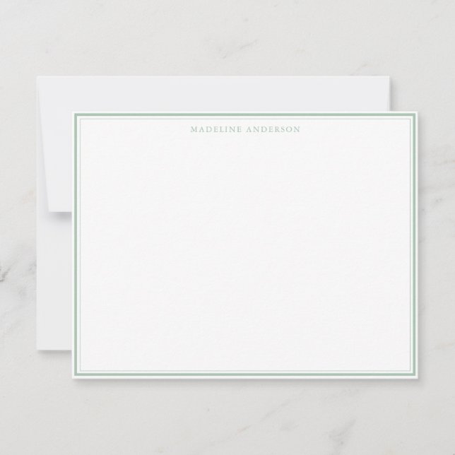 Classic Pastel Green and Thin Border Name Card (Front)