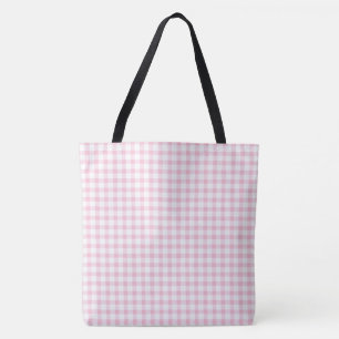 Classic Pastel Pink Gingham Check Pattern Tote Bag