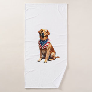 Classic Patriotic Golden Retriever Vintage Shirt 2 Bath Towel