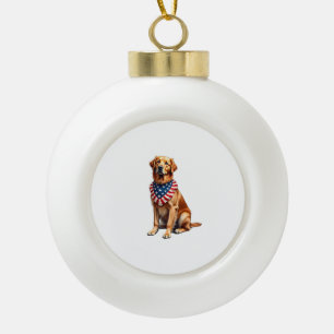 Classic Patriotic Golden Retriever Vintage Shirt 2 Ceramic Ball Christmas Ornament