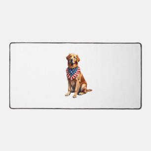 Classic Patriotic Golden Retriever Vintage Shirt 2 Desk Mat