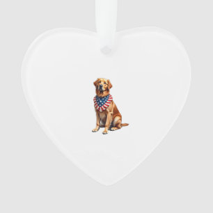 Classic Patriotic Golden Retriever Vintage Shirt 2 Ornament