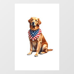 Classic Patriotic Golden Retriever Vintage Shirt 2 Window Cling