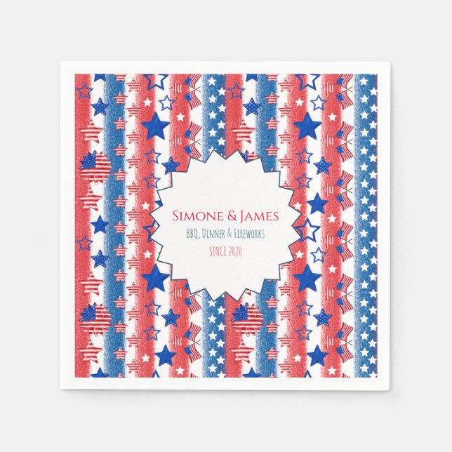 Classic Patriotic Pattern July 4th Party Decor Napkin (Front)