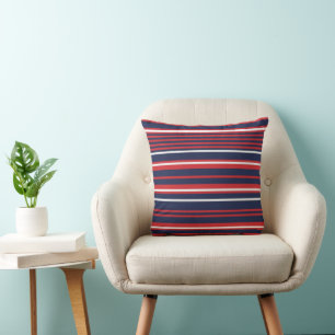 Classic Patriotic Red White Blue Stripes Seamless Cushion