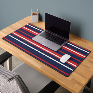 Classic Patriotic Red White Blue Stripes Seamless  Desk Mat