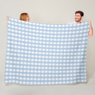 Classic Pattern Of Blue And White Gingham Fleece Blanket
