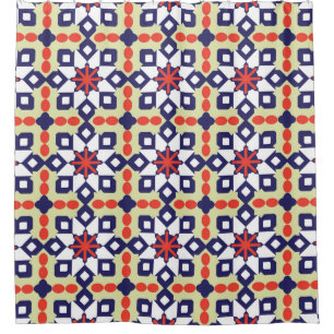 Classic Pattern Ornament,Seamless Geometric Patter Shower Curtain