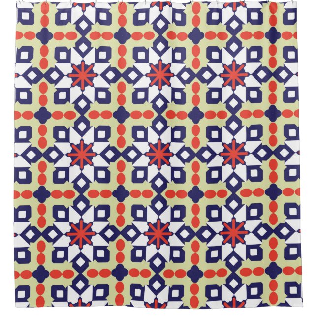 Classic Pattern Ornament,Seamless Geometric Patter Shower Curtain (Front)