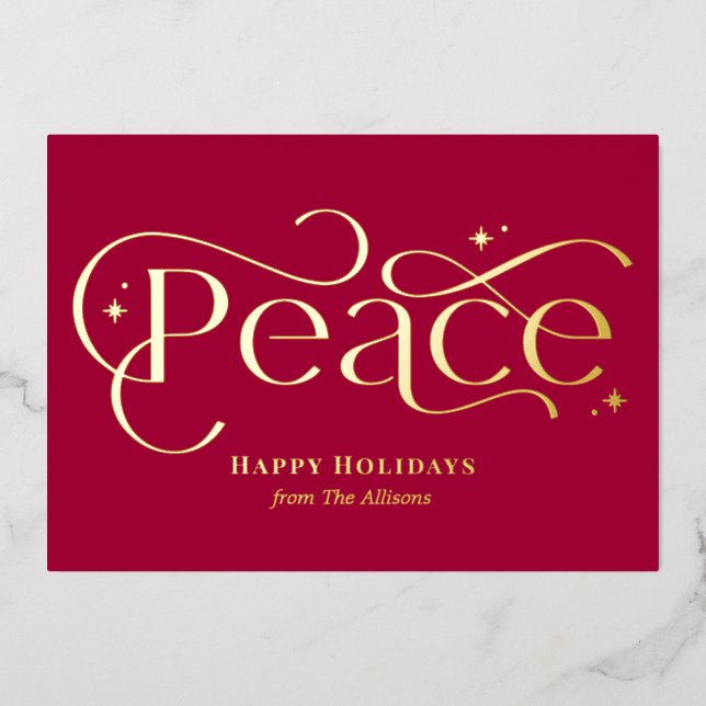 Classic Peace Foil Business Holiday Card (Front)
