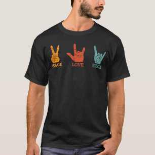 Classic Peace Love Rock Vintage Concert Band Rock T-Shirt