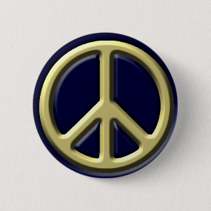 Classic Peace Sign, Gold 6 Cm Round Badge