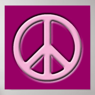 Classic Peace Sign, Pink Poster