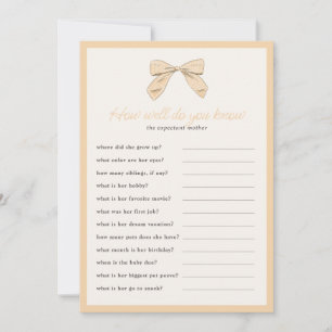 Classic Peach Bow How well do you know shower game Invitation