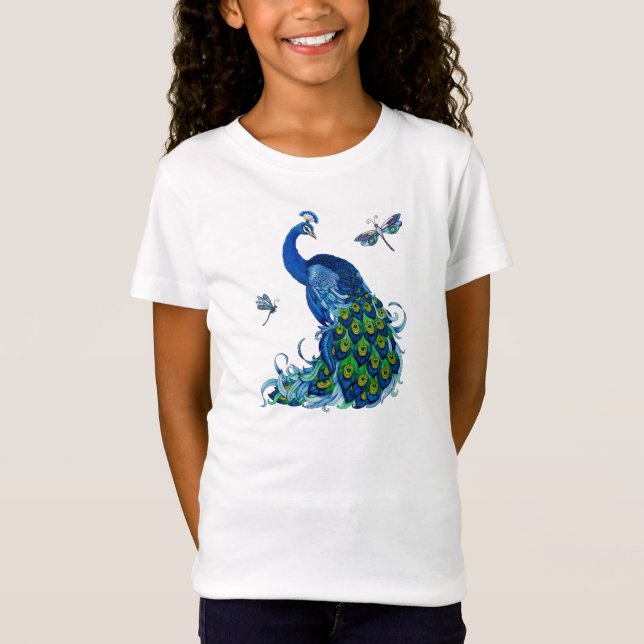 Classic Peacock and Dragonfly Design Tank Top (Front)