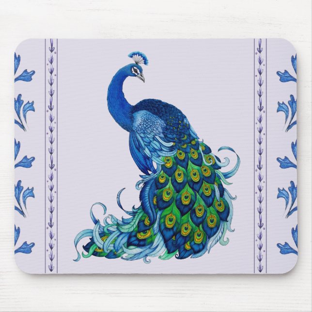 Classic Peacock Design Mouse Mat (Front)