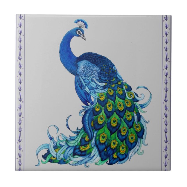 Classic Peacock Design Tile (Front)