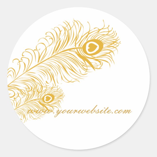 Classic Peacock Feathers Round Sticker (Front)