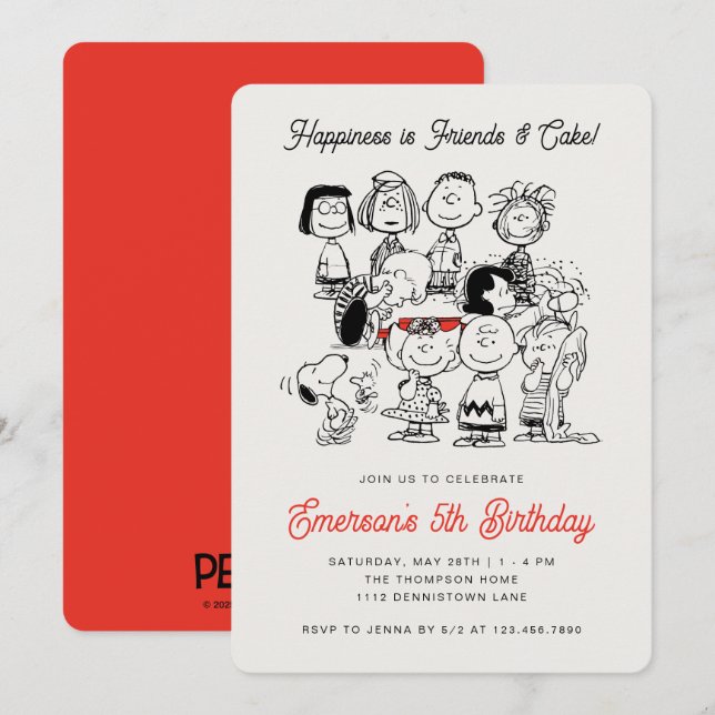 Classic Peanuts Gang Birthday | Snoopy & Friends Invitation (Front/Back)