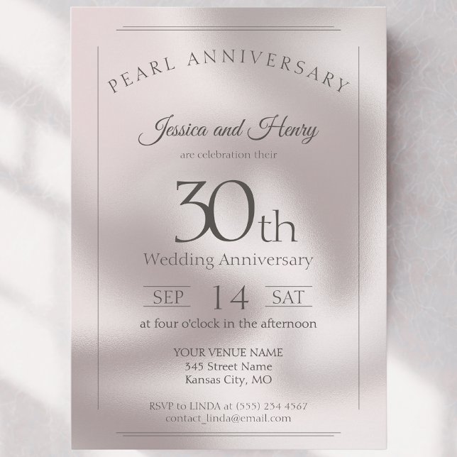 Classic Pearl 30th wedding anniversary Invitation (Creator Uploaded)