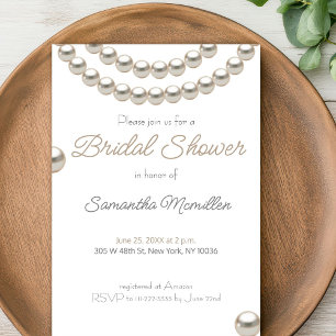 Classic Pearl Bridal Shower  Invitation