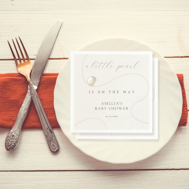 Classic Pearl Elegant Baby Shower Napkin (Creator Uploaded)