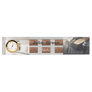 Classic Pen and Book Brown Writer Themed Office Nameplate
