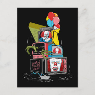 Classic Pennywise TV Stack - You'll Float Too Postcard