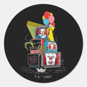 Classic Pennywise TV Stack - You'll Float Too Round Sticker