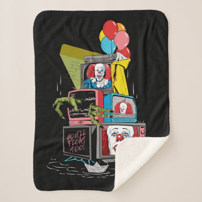 Classic Pennywise TV Stack - You'll Float Too Sherpa Blanket (Front)