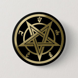 Classic pentagram symbol 6 cm round badge
