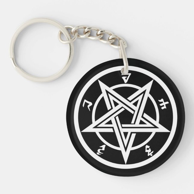 Classic pentagram symbol key ring (Front)